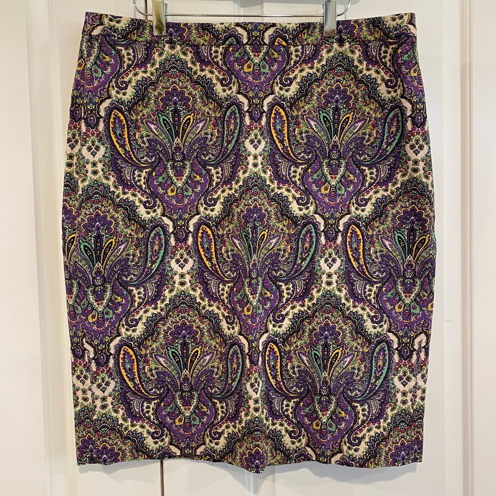 J. Crew No 2 Paisley Pencil Skirt